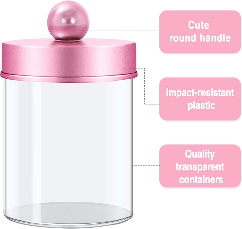 MKOSAB Pink Qtip Holder Bathroom Set - 3 Pack Apothecary Jars with Metal Lids and Vanity Tray.Bathroom Organizers and Storage, Cute Vanity Makeup Organizer, Bathroom Decor Accessories - Image 5